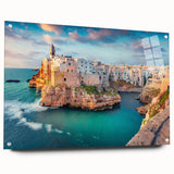 Acrylic print of a Corsican landscape in muted earth tones, ideal for bedroom or dining room decor.