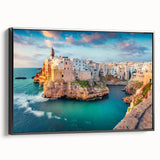 Black and white landscape art painting of Corsica on framed canvas, ideal for bedroom wall decor.