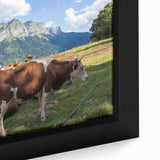 Extra large framed canvas featuring a textured view of the French Alps in black with colorful accents.