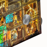 Large abstract wall art featuring Lyon scenery in muted earth tones on acrylic glass, ideal for dining room ambiance.