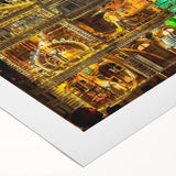 Art deco poster of Lyon, France, in muted gray and blue tones on rolled canvas, suitable for dining room wall art.