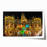 Rolled print of Lyon, France scenery with floral elements in soft, earthy tones, ideal for art wall dining room.