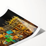 Extra large wall art featuring line art flowers in a muted color palette on a rolled print.