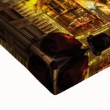 Large art of Lyon landscape in black and white on stretched canvas, ideal for bedroom decor.