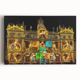 Black and white photograph of Lyon, France on stretched canvas, ideal for kitchen wall art.