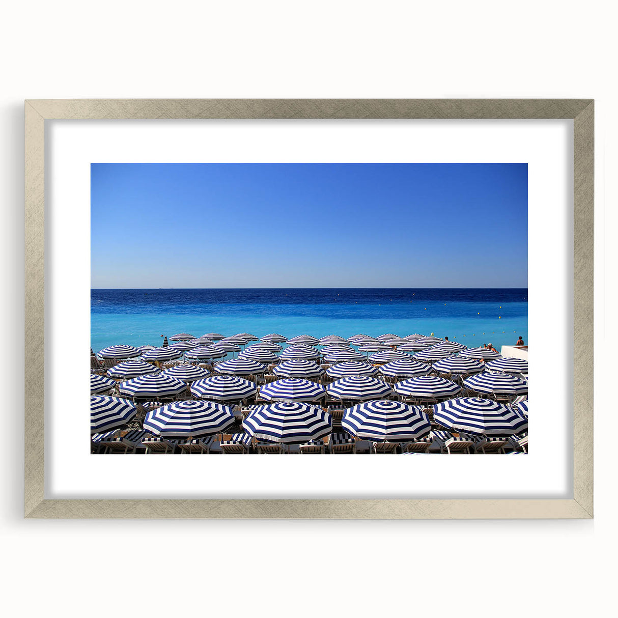 Extra large abstract art print of a European scenic view in muted earth tones, framed in silver, ideal for living room decor.
