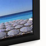 Extra large black wall art of Nice, France, featuring colorful, textured paint on framed canvas, ideal for living room decor.