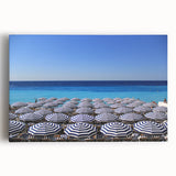 Black and white stretched canvas featuring a panoramic view of Nice, France, ideal for kitchen wall art.