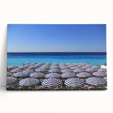Black and white photo of Nice, France on stretched canvas, ideal for kitchen wall art.