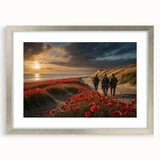 Extra large wall art of abstract Normandy scenery in textured silver frame, ideal for living room decor.