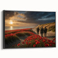 Black and white framed canvas of a Normandy landscape, ideal for bedroom wall decor.