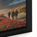 Extra large framed canvas of a textured black wall art depicting a colorful Normandy scenery, ideal for living room decor.