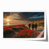 Extra large rolled print depicting Normandy landscape with vibrant floral elements on canvas, ideal for dining room wall art.