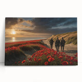 Large black and white photo of Normandy scenery on stretched canvas, suitable for kitchen wall art.