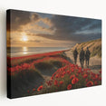 Large canvas print of a Normandy landscape in muted earth tones, ideal for kitchen wall art.