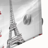 Large abstract depiction of Paris in vibrant hues on acrylic glass.