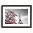 Abstract art print of a colorful Parisian scene in textured style on a large framed canvas, ideal for living room decor.