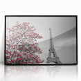 Large abstract wall art of Paris scenery in black and white on a framed acrylic, ideal for modern living room decor.