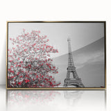 Art deco poster of Paris scenery with muted gold and blue tones on framed acrylic, ideal for modern art wall decor.