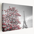 Paris skyline depicted in muted gray and blue tones on a large stretched canvas, suitable for kitchen wall art.