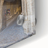 Large abstract wall art of Provence scenery in muted earth tones on acrylic glass, ideal for dining room ambiance.