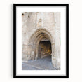 Extra large abstract art print featuring colorful, textured scenery of Provence, France, in a black frame with mat.