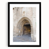Extra large abstract art print featuring colorful, textured scenery of Provence, France, in a black frame with mat.