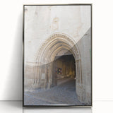 Large art print of a Provence, France scenery in mid-century modernist style, framed in silver acrylic.