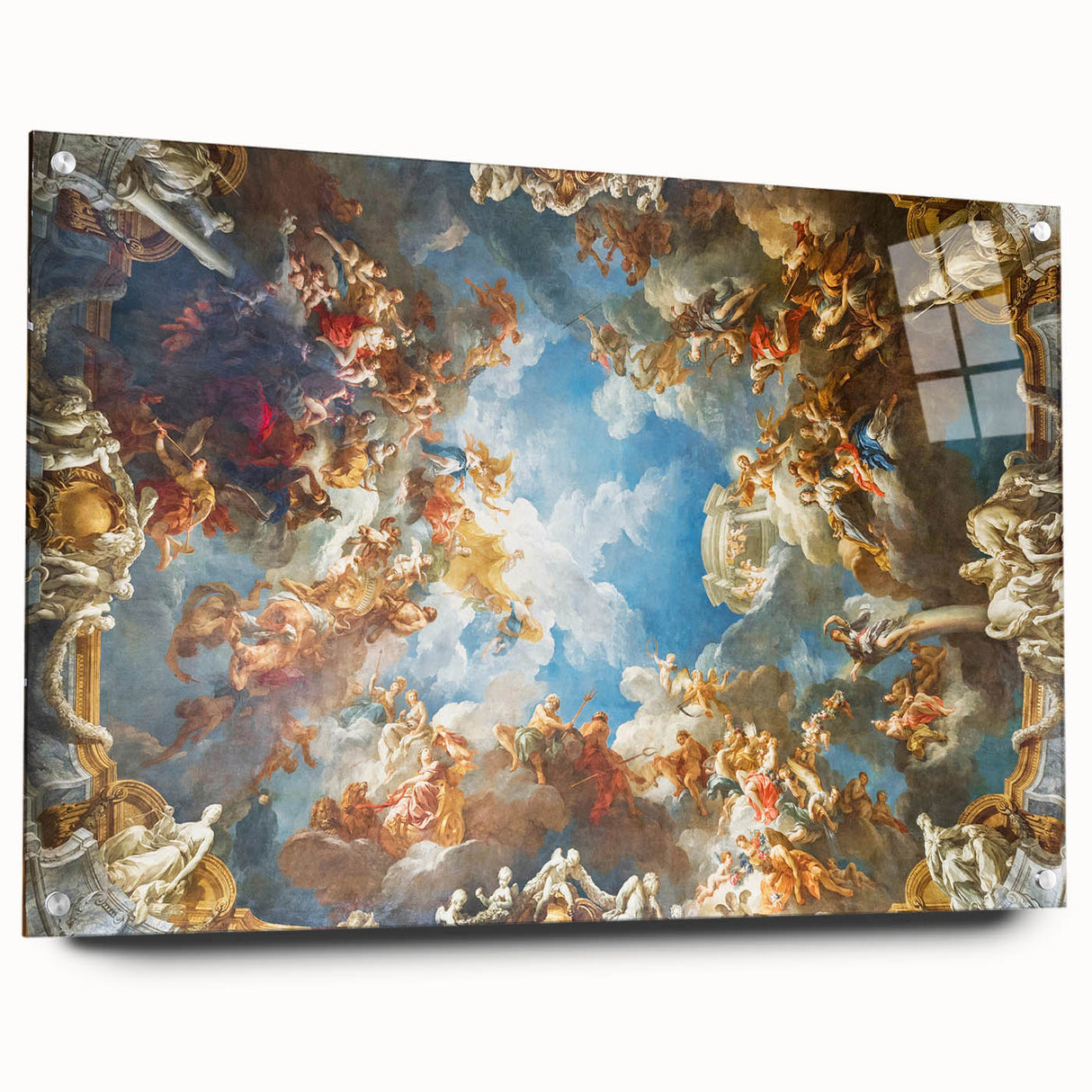 Acrylic glass print of Versailles scenery in soft pastel shades, suitable for bedroom or dining room decor.
