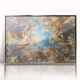 Mid-century modernist art of Versailles scenery in pastel shades on a framed acrylic print, suitable for nursery wall art.