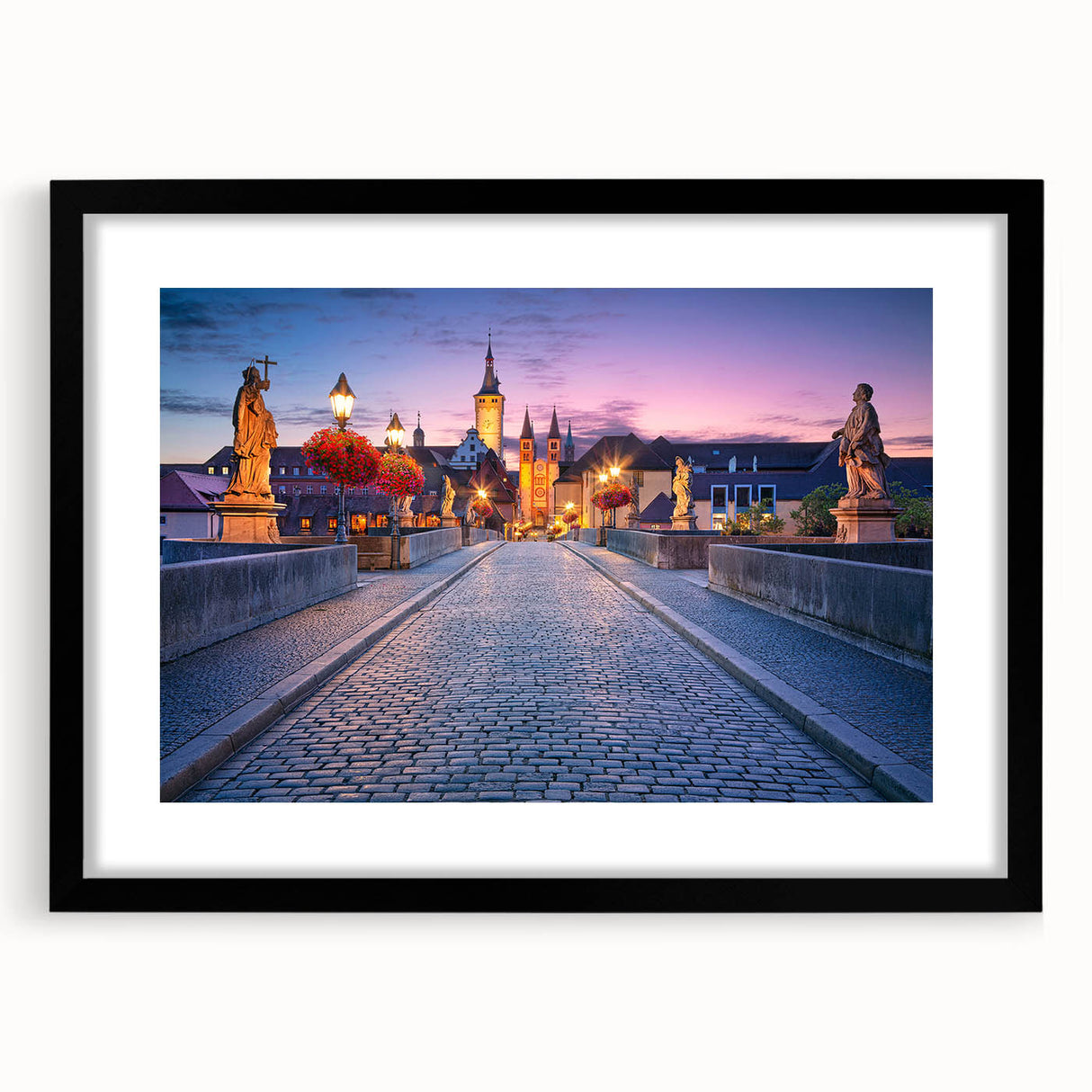 Extra large abstract art print depicting a vibrant, colorful Bavarian landscape on a textured canvas.