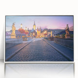 Mid-century modernist art depicting a Bavarian landscape in acrylic, with muted earth tones, framed.