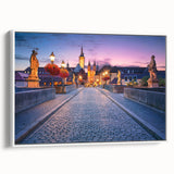 Vintage poster art of Bavarian scenery on framed canvas, featuring a colorful palette, ideal for living room decor.