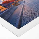 Art deco poster of a Bavarian landscape in muted earth tones on rolled canvas, ideal for dining room decor.