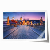 Rolled print of a Bavarian landscape in muted green and blue tones, suitable as art wall dining room or large bathroom decor.