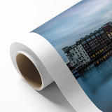 Art deco poster of Berlin scenery in pastel shades on rolled canvas, suitable for nursery wall art or dining room decor.