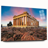 Acrylic print of Athens scenery with vibrant blue and white tones, ideal for bedroom or dining room art.