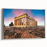 Framed canvas depicting a vintage-style Athens landscape in muted earth tones, suitable for a living room or office.