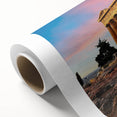 Art deco poster of Athens skyline in pastel shades on rolled canvas, suitable for nursery wall art.