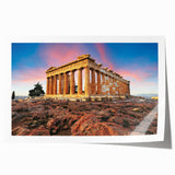 Rolled print of Athens scenery featuring muted earth tones, ideal for art wall dining room or classy bathroom wall art.