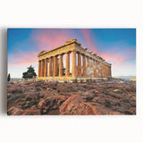 Black and white print of Athens skyline on stretched canvas, suitable as kitchen wall art or for bedroom ambiance.
