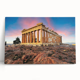 Black and white large art print of Athens scenery on stretched canvas, ideal for kitchen wall art.