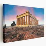 Large art print of Athens scenery in muted earth tones on stretched canvas, ideal for kitchen wall art.