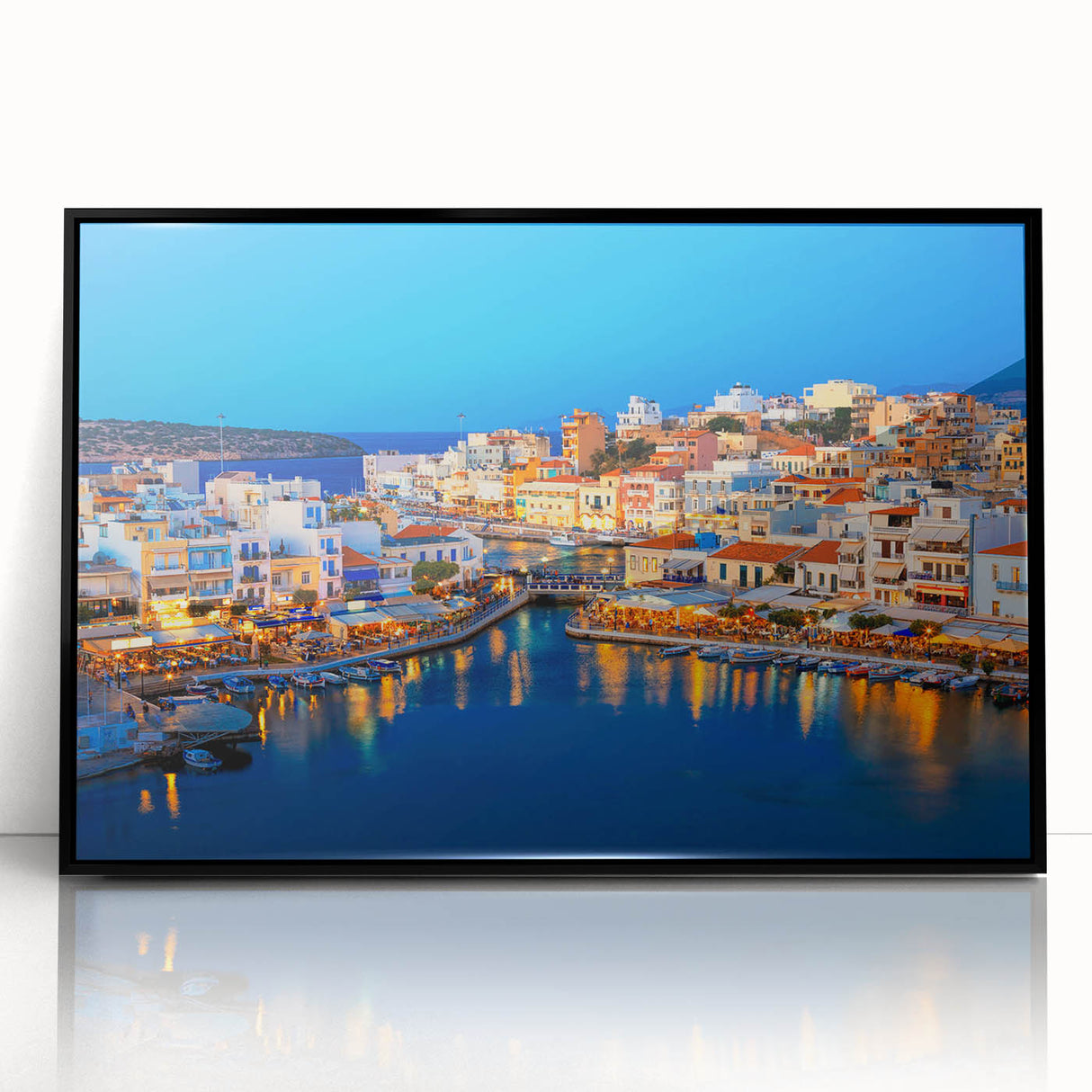Large abstract wall art depicting Crete, Greece, in muted earth tones on a framed acrylic.