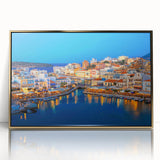 Art deco poster of Crete, Greece scenery in gold acrylic frame, ideal for modern art wall decor.