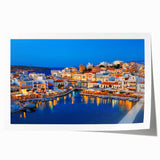 Rolled print of Crete, Greece scenery with vibrant floral elements in soft pastel shades.