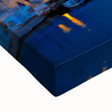 Black and white landscape art painting of Crete, Greece on stretched canvas, ideal for bedroom decor.