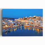 Black and white photograph of Crete, Greece on stretched canvas, featuring a serene landscape, ideal for kitchen wall art.