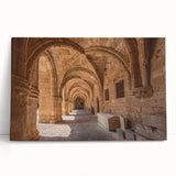 Black and white large art print of Rhodes, Greece on stretched canvas, ideal for kitchen wall art.