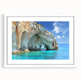 Textured art print of a European Greek landscape in muted earth tones on a white-framed canvas, suitable for bedroom decor.